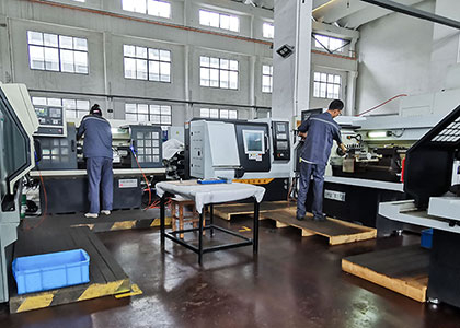 CNC lathe processing area